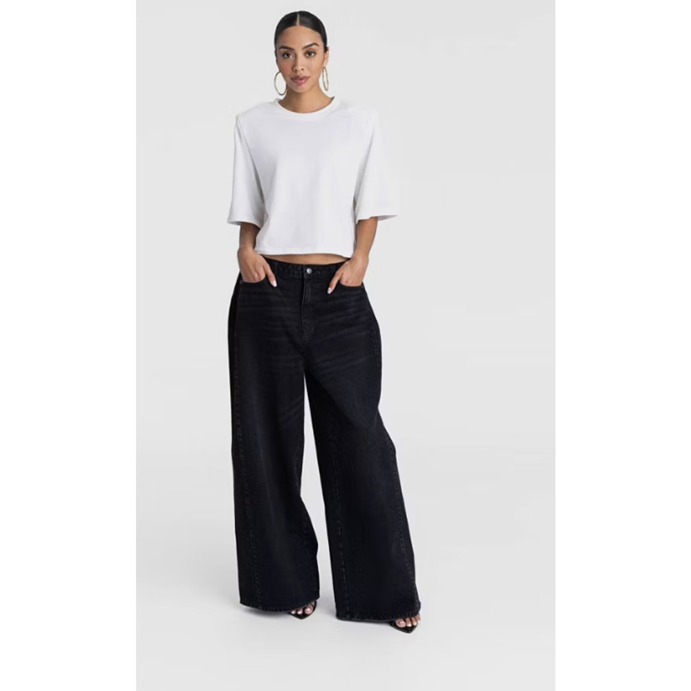 KBB by KAHLANA Women's Low-Rise Wide Leg 'The Rachel Jean' - Black Wash 12